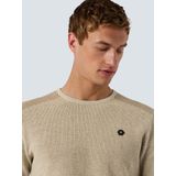 No Excess Mannen Ronde Hals Trui Met Verfijnde Twee Kleurige Jacquard Donker Beige