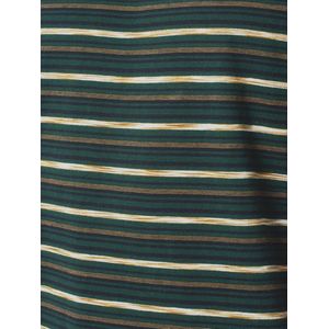 No Excess Mannen T-Shirt Met Ronde Hals En Multikleur Strepen Donkergroen