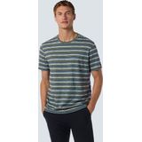 No Excess Mannen T-Shirt Met Ronde Hals En Multikleur Strepen Blauw