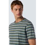 No Excess Mannen T-Shirt Met Ronde Hals En Multikleur Strepen Blauw