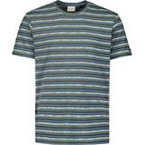 No Excess Mannen T-Shirt Met Ronde Hals En Multikleur Strepen Blauw