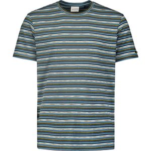 No Excess Mannen T-Shirt Met Ronde Hals En Multikleur Strepen Blauw