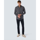 No Excess Mannen Stijlvol Winteroverhemd Met Dynamisch Allover Patroon Zwart