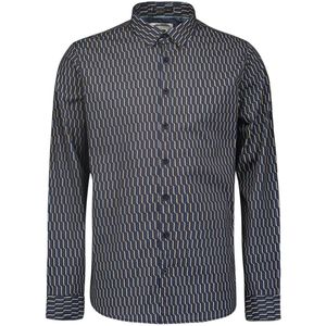 No Excess Mannen Stijlvol Winteroverhemd Met Dynamisch Allover Patroon Zwart
