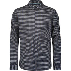 No Excess Mannen Stijlvol Winteroverhemd Met Dynamisch Allover Patroon Zwart