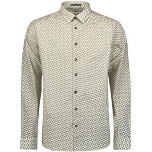 No Excess - Casual Hemd - Beige - Lange Mouw - Grafisch Patroon