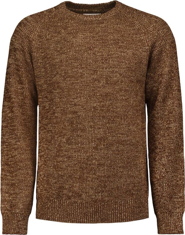 Gebreide Trui - Bruin - Gemêleerde Look - Ronde Hals - Lange Mouwen