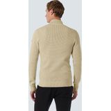 No Excess Mannen Trui Met Halve Rits En Jacquard Donker Beige