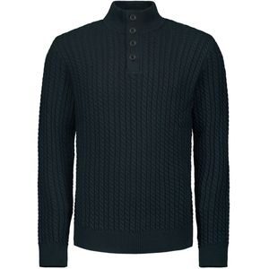 No Excess - Effen Jacquard - Trui - Halve Rits en Knopen