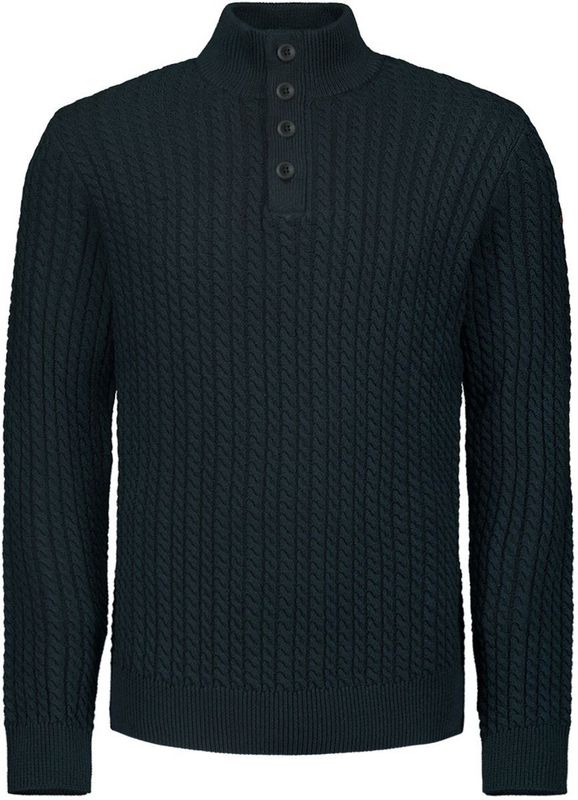 No Excess - Effen Jacquard - Trui - Halve Rits en Knopen