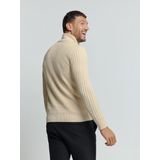 No Excess Mannen Jacquard Trui Met Halve Knoopsluiting Donker Beige