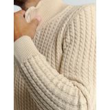 No Excess Mannen Jacquard Trui Met Halve Knoopsluiting Donker Beige
