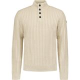 No Excess Mannen Jacquard Trui Met Halve Knoopsluiting Donker Beige