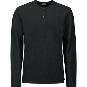 NO-EXCESS T-shirt T Shirt Long Sleeve Granddad Slub 25150905 020 Black Mannen