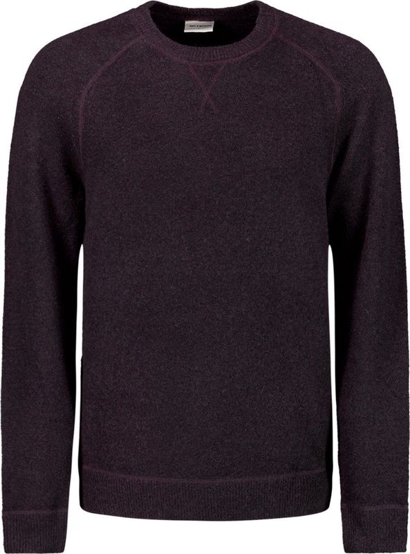 No Excess Mannen Trui Met Halve Rits En Wol Aubergine
