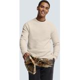 No Excess Mannen Ronde Hals Trui: Rib Gebreide Structuur En Super Zachte Touch Donker Beige