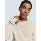 No Excess Mannen Ronde Hals Trui: Rib Gebreide Structuur En Super Zachte Touch Donker Beige