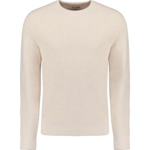 No Excess Mannen Ronde Hals Trui: Rib Gebreide Structuur En Super Zachte Touch Donker Beige