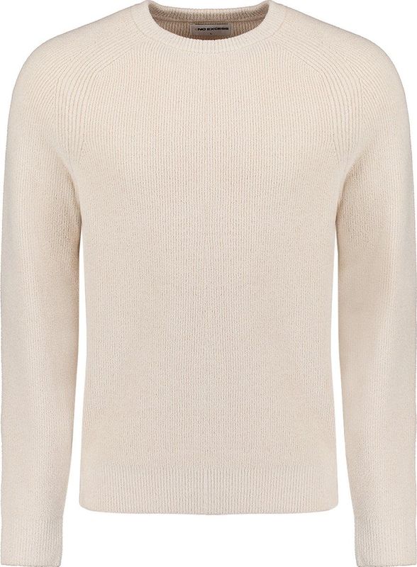 No Excess Mannen Ronde Hals Trui: Rib Gebreide Structuur En Super Zachte Touch Donker Beige
