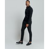 No Excess Mannen Trui Met Halve Rits En Wol Nacht Blauw