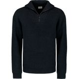 No Excess Mannen Trui Met Halve Rits En Wol Nacht Blauw