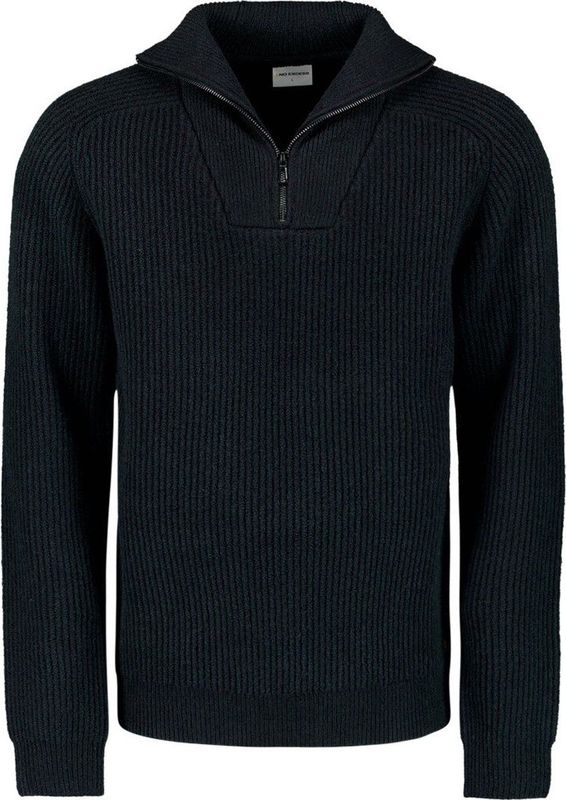 No Excess Mannen Trui Met Halve Rits En Wol Nacht Blauw