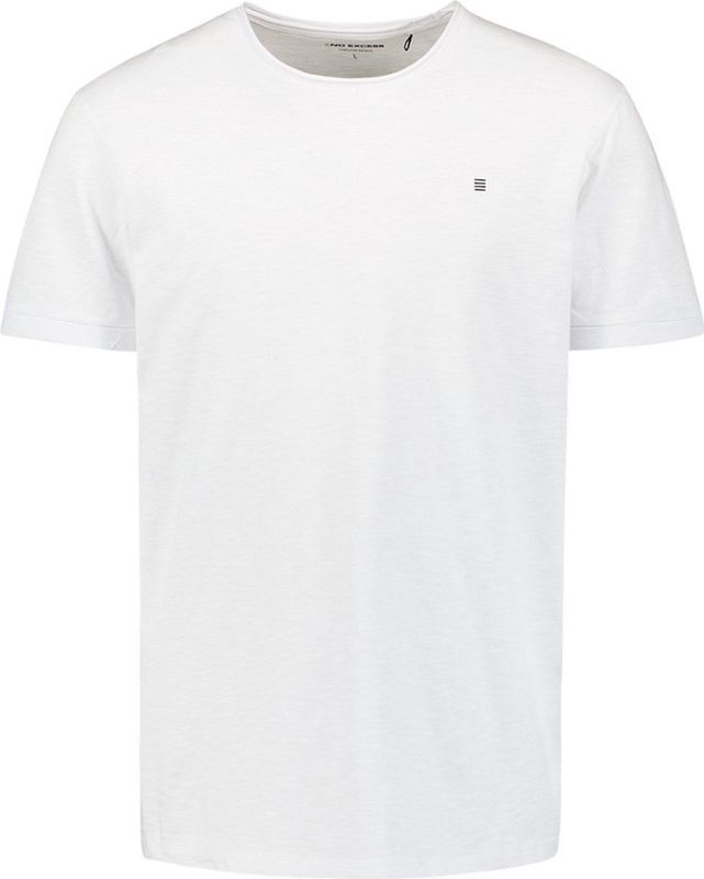 No Excess Mannen Timeless Basics Round Neck Detail T-Shirt Wit
