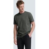 No Excess Mannen Timeless Basics Round Neck Detail T-Shirt Donker Grijs