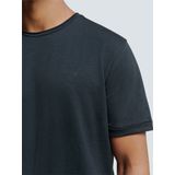No Excess Mannen Timeless Basics Round Neck Detail T-Shirt Donkerblauw