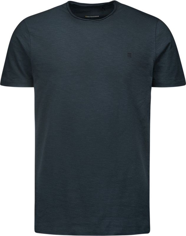 No Excess Mannen Timeless Basics Round Neck Detail T-Shirt Donkerblauw