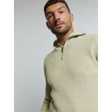 No Excess Mannen Trui Met Halve Rits En Wol Grijs