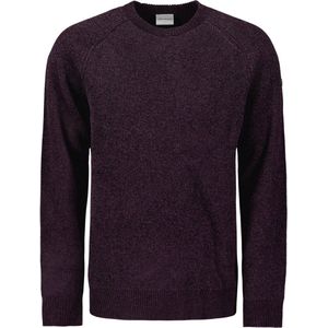 No Excess Mannen Chenillo Pullover Met Ronde Hals Aubergine