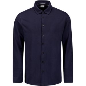 No Excess Mannen Jersey Mélange Stretch Overhemd Blauw XL