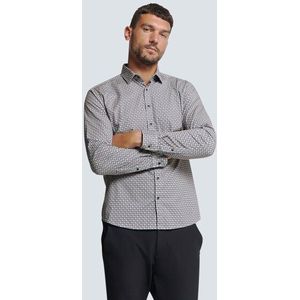 No Excess - Blokjes Overhemd - Blauw - Stretchstof