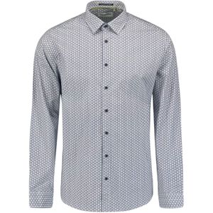 NO EXCESS - Overhemd - Wit - Gedessineerd - Met Lange Mouwen - Knoopsluiting