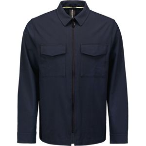 NO EXCESS Langarmhemd No Excess Stretch Overshirt mit Reißverschluss