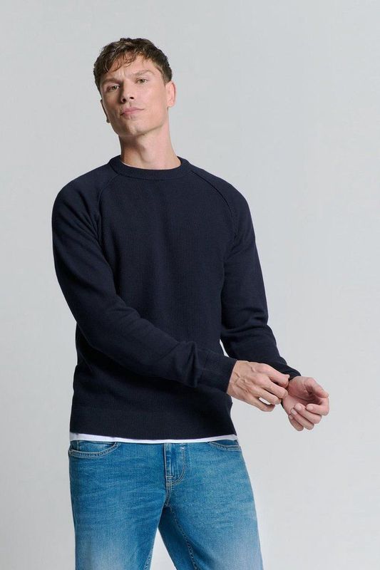 Gebreide Trui - Blueberry - Reliëf Brei - Zonder Capuchon