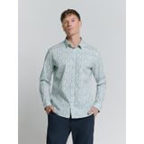 NO EXCESS Langarmhemd "No Excess Stretchhemd Shirt Stretch Allover Printed"