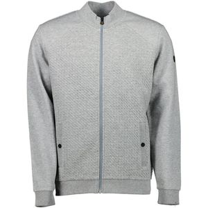 No Excess - Full-Zip Jacquard Sweater - Grijs - Jacquard - Casual