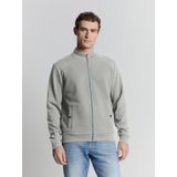 No Excess - Full-Zip Jacquard Sweater - Grijs - Jacquard
