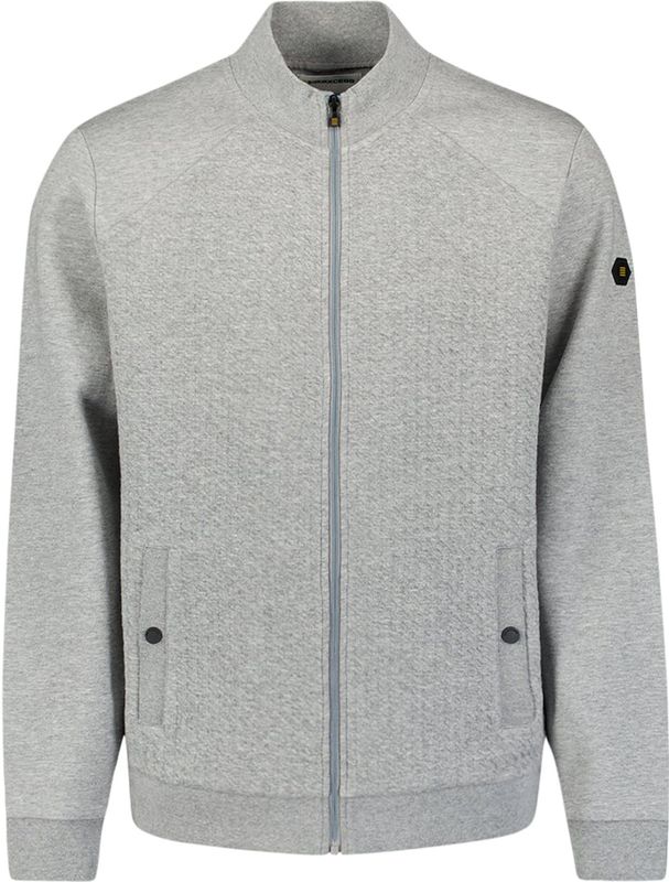 No Excess - Full-Zip Jacquard Sweater - Grijs - Jacquard