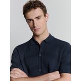 No Excess - Pullover Short Sleeve Full Button Polo - Diepblauw - Korte Mouw