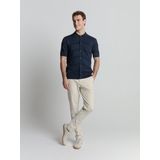 No Excess - Pullover Short Sleeve Full Button Polo - Diepblauw - Korte Mouw