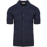 No Excess - Pullover Short Sleeve Full Button Polo - Diepblauw - Korte Mouw