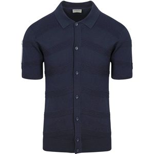 No Excess - Pullover Short Sleeve Full Button Polo - Diepblauw - Korte Mouw