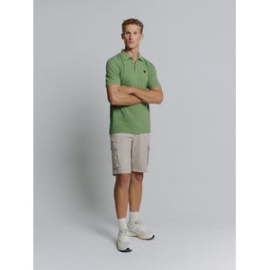 No Excess - Polo - Groen - Pique - Garment Dyed met Linnen