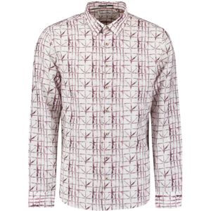 No Excess - Overhemd - Crème/Bessen - Lange Mouw - Regular Fit