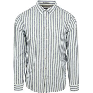 No Excess - Overhemd - Indigo Blauw - Verticale Grote Strepen
