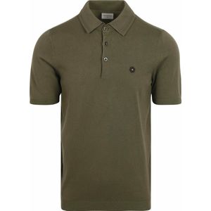 No Excess Knitted Poloshirt Olivgrün - Größe XL