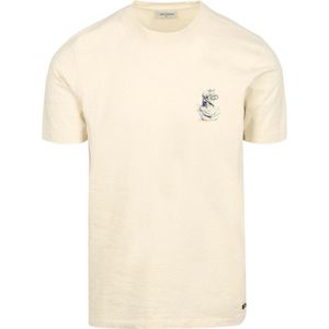 No Excess - T-Shirt Crewneck Slub Placed Prints - Offwhite - Katoen